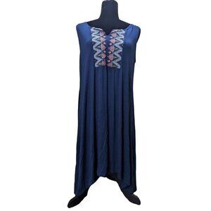 Style & Co Women's Petite Embroidered Knee-Length Tank Dress - Navy - PXL